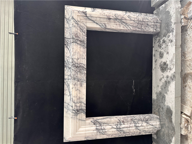 Solid lilac marble surround / marble fireplace mantel